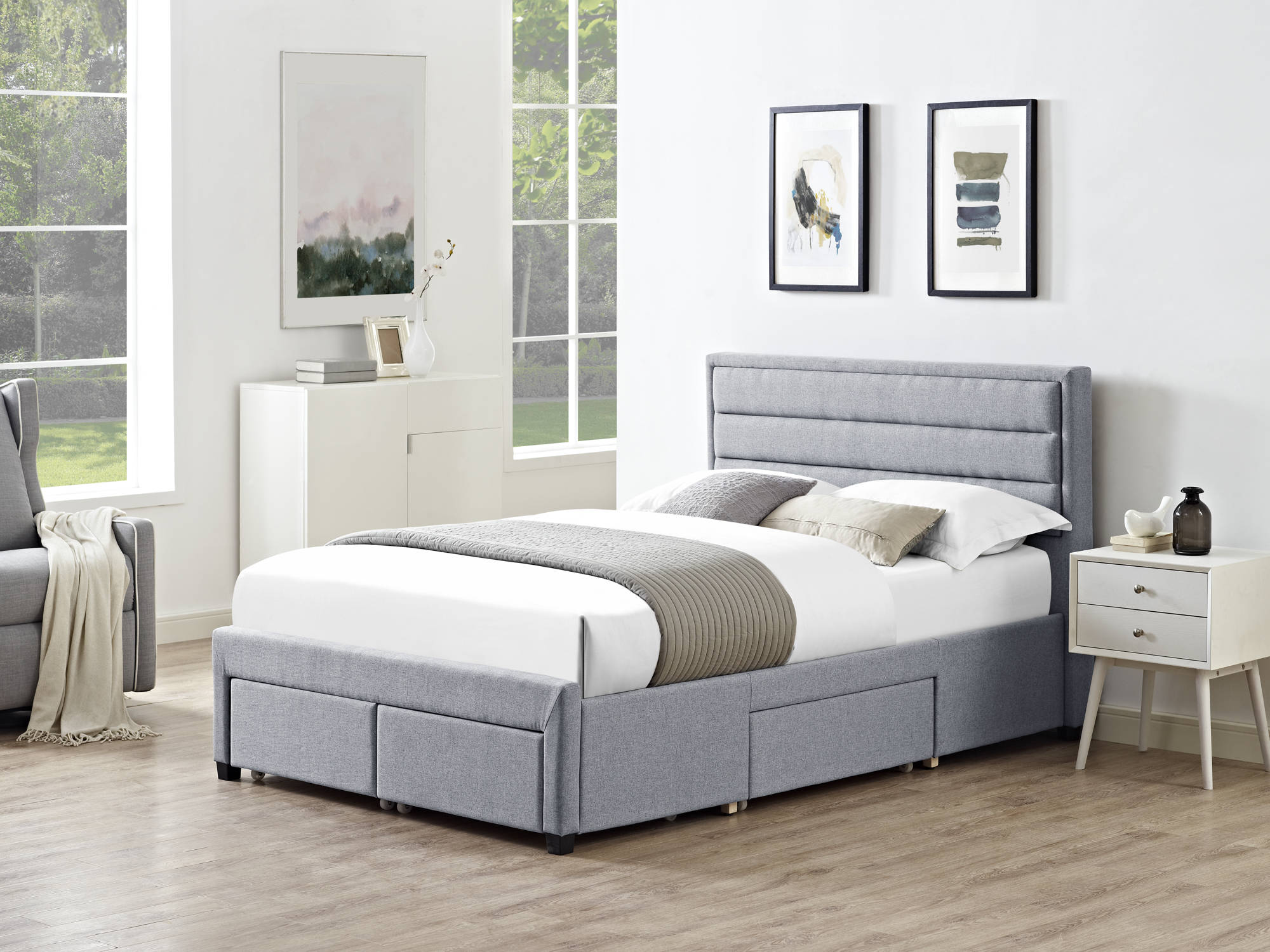 Charlton King Size Bed in Grey - Ezzo