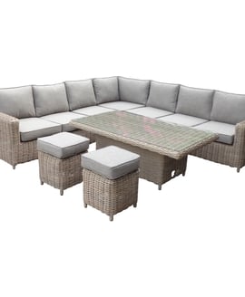 Amalfi Outdoor Large Corner Set With Riser Table + 2 Stools