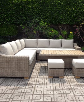 Capri Outdoor Large Corner Set With Riser Table + 2 Stools