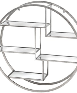 Large Circular Silver Wall Hanging Multi Shelf