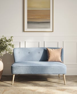 Beau 2 Seater Sofa Cornflower Blue Blonde Wood