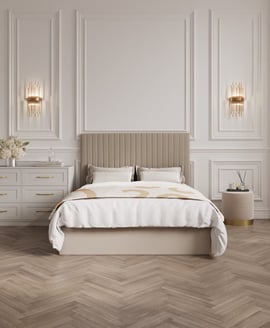 Berlin Beige Tall Ottoman King Size Bed