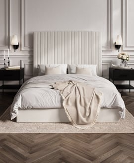 Berlin Milk Tall Ottoman Super King Size Bed