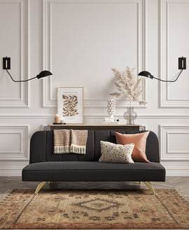 Burlington Sofa Bed Black Velvet Brushed Gold