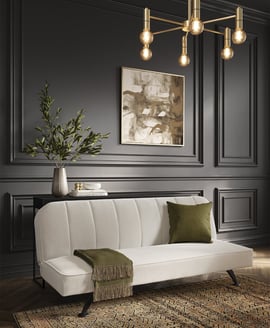 Burlington Sofa Bed Ivory Boucle Matte Black