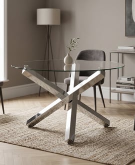 Capri Clear Silver Dining Table
