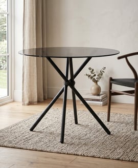 Casa Smoked Top Black Legs Dining Table