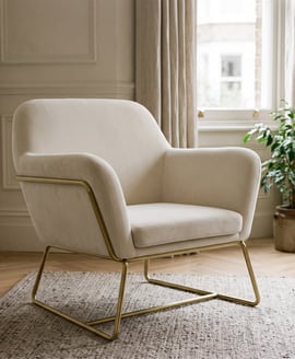 Charles Armchair Cream Velvet Brushed Gold