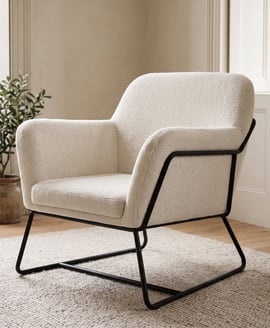 Charles Armchair Ivory Boucle Matte Black