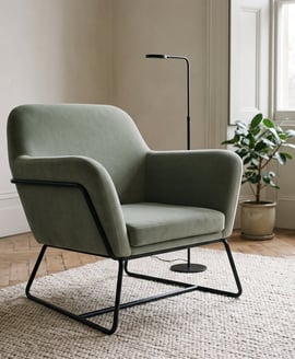 Charles Armchair Sage Velvet Matte Black