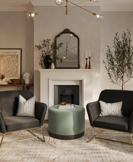 Charles Armchair Black Velvet Brushed Gold