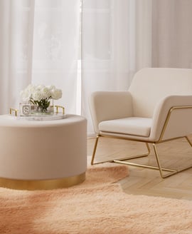 Charles Armchair Cream Velvet Brushed Gold