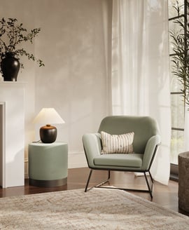 Lara Pouffe Sage Velvet Matte Black Small