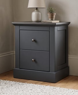 Devon Charcoal 2 Drawer Bedside Cabinet