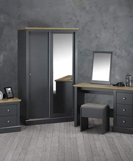 Devon Charcoal 2 Drawer Bedside Cabinet