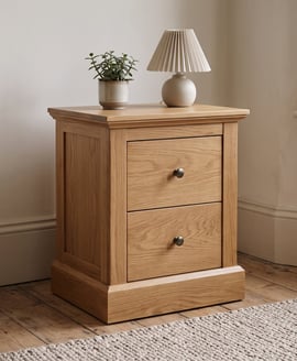 Devon Oak 2 Drawer Bedside Cabinet
