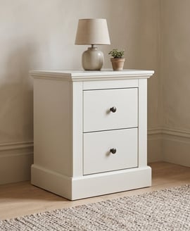 Devon White 2 Drawer Bedside Cabinet