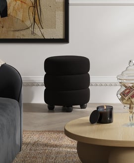 Emi Black Black Pouffe