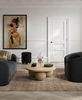 Emi Black Black Pouffe