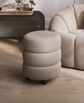 Emi Buff Black Pouffe