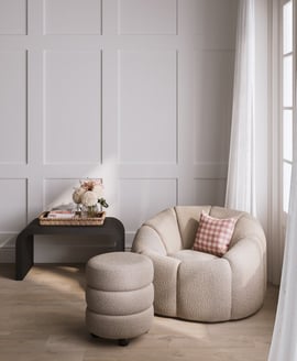 Emi Buff Black Pouffe