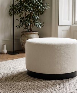 Lara Pouffe Ivory Boucle Matte Black Large