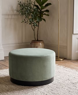 Lara Pouffe Sage Velvet Matte Black Large