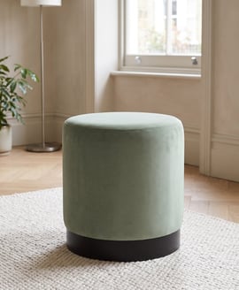 Lara Pouffe Sage Velvet Matte Black Small