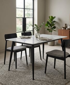 Luna Marble Effect Dining Set
