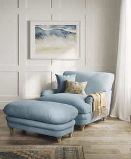 Plumpton Footstool Duck Egg Blue Weave