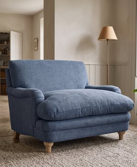 Plumpton Footstool Denim Blue Weave