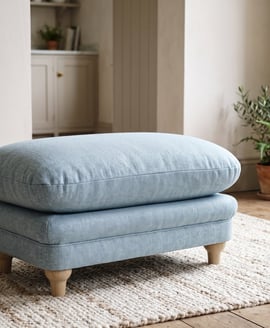 Plumpton Footstool Duck Egg Blue Weave
