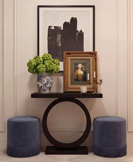 Santos Small French Blue Pouffe