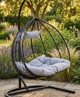 Goa Black Rattan Effect Double Hanging Chair