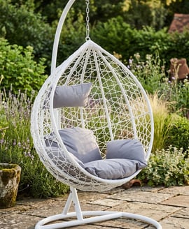 Goa White Rattan Effect Hanging Chair