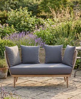 Opus Woven Rope 2 Seater Sofa with Grey Cushions