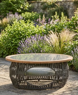Opus Grey Woven Rope and Stone Coffee Table