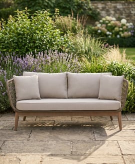Opus Grey Woven Rope Three Seater Sofa with Cushions