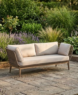 Opus Linen Fabric and Woven Rope 3 Seat Sofa