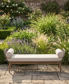 Opus Rope Woven Longue Bench with Cushions