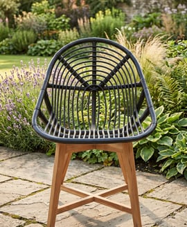 Manado Black Natural Rattan And Teak Chair