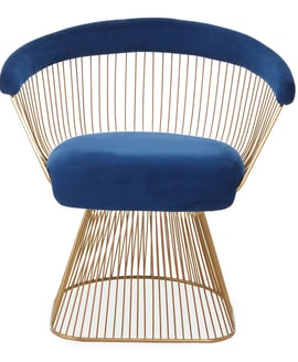 Anzio Navy Blue Velvet And Brushed Gold Chair