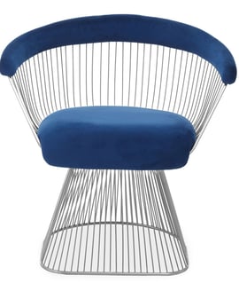 Anzio Navy Blue Velvet And Brushed Silver Chair
