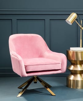 Avery Pink Velvet Swivel Chair