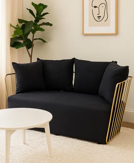 Azalea Two Seat Black Fabric Sofa