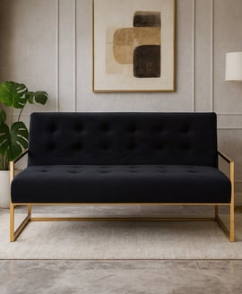 Azalea Two Seat Black Velvet Sofa