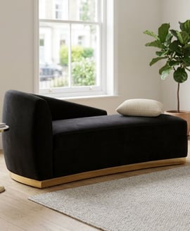 Batix Black Velvet Left Arm Chaise Longue