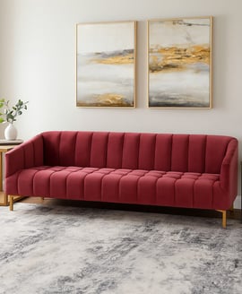 Bella 3 Seat Wine Velvet Sofa