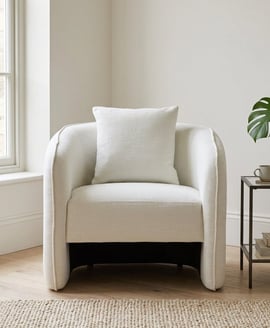 Bilani Cream Linen Effect Curved Chair