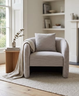 Bilani Grey Linen Effect Curved Chair